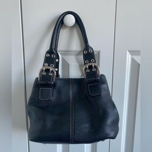 Black shoulder bag with silver details
